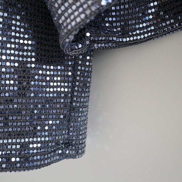 Sequin cropped bolero dress jacket, blue, M - dressy special occasion - Picture 4 of 4